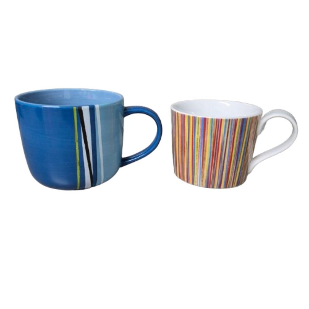 2008 Starbucks Striped Coffee Mugs Cups